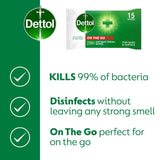 Dettol Antibacterial Wipes 2-in-1 Hands and Surfaces 15 Wipes - British product