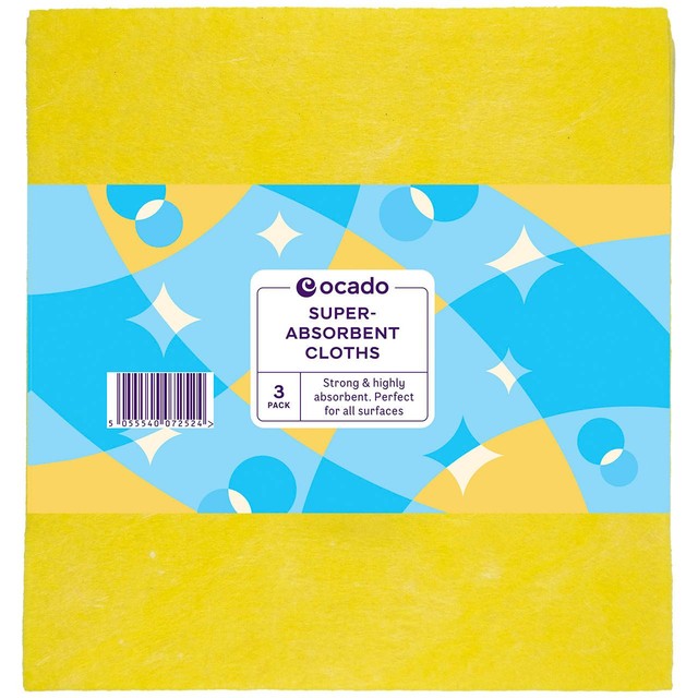 Ocado Super Absorbent Cloths Pack of 3, imported from the UK