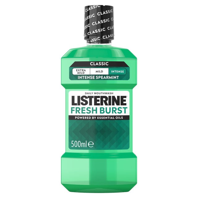 Listerine fresh burst intense spearmint mouthwash 500ml, UK version