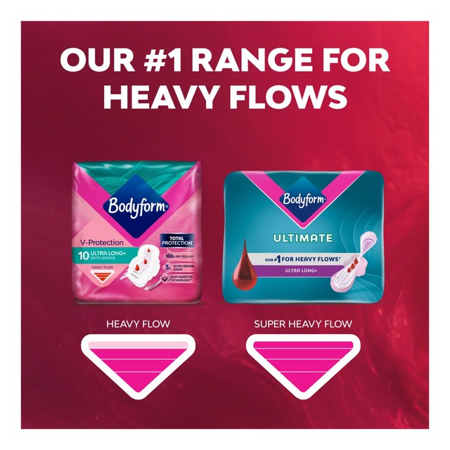 Bodyform Ultimate Ultra Long Damenbinden, 10er Packung – Britisches Produkt