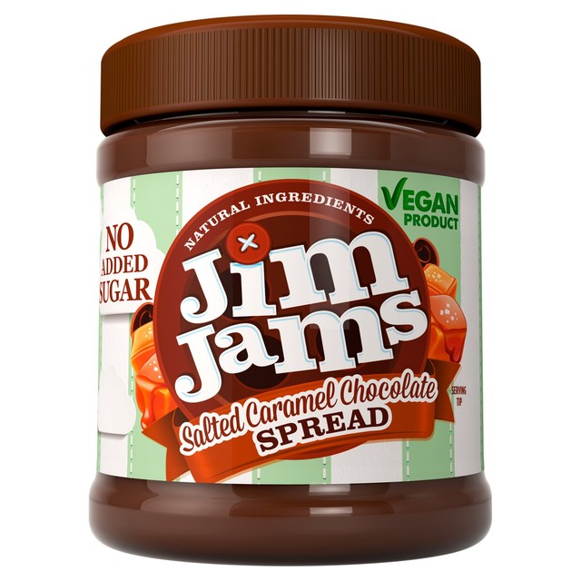 Jim Jams vegan salted caramel chocolate spread 330g, UK version