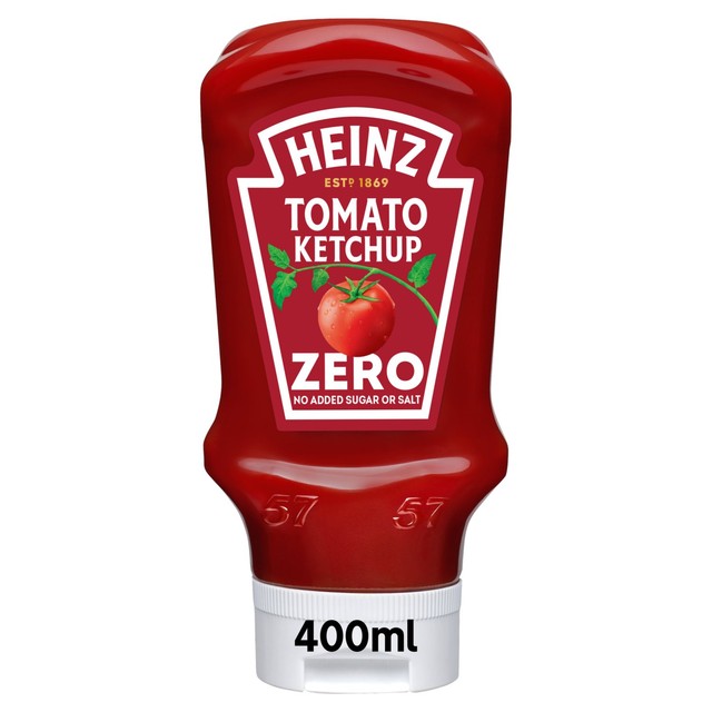 Heinz tomato ketchup zero added sugar and salt 425g, UK version