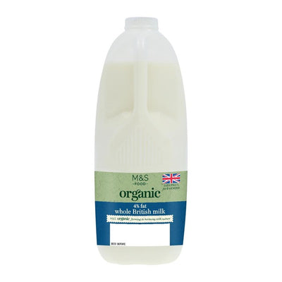 M&S M&S Organic Whole Milk 4 Pints - 2.272L - British Milk- Buy online at McGrocer