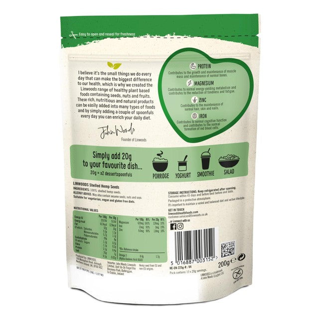 Linwoods Shelled Hemp Seeds 200g, UK version