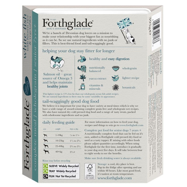 Forthglade Senior White Fish wet dog food 395g - British product