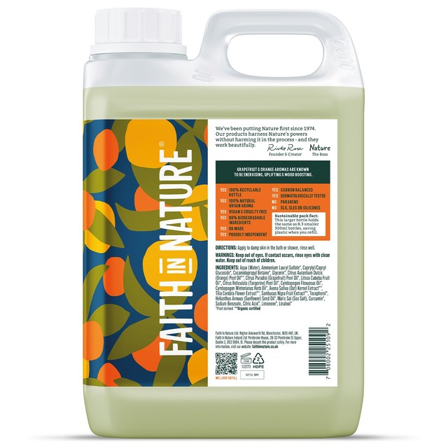 Faith In Nature grapefruit and orange body wash 2.5L - British product