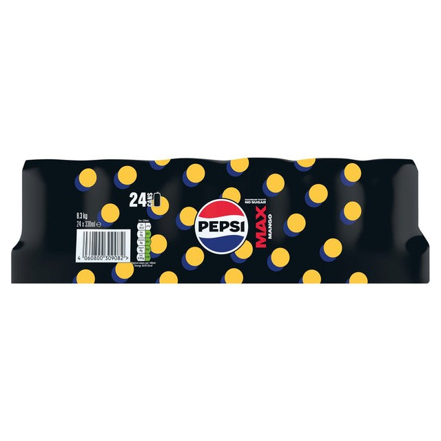 Pepsi Max Mango sugar-free cola 24 x 330ml, imported from the UK
