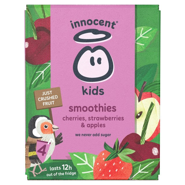 Innocent Kids cherries, strawberries & apples smoothies 4 x 150ml, UK version