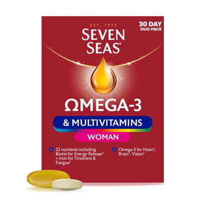 M&S Seven Seas Omega-3 & Multivitamins Woman Women's Health Supplement 60 per pack- Buy online at McGrocer