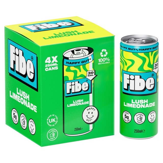Fibe Lush Limeonade lemonade in 4 x 250ml cans - British product