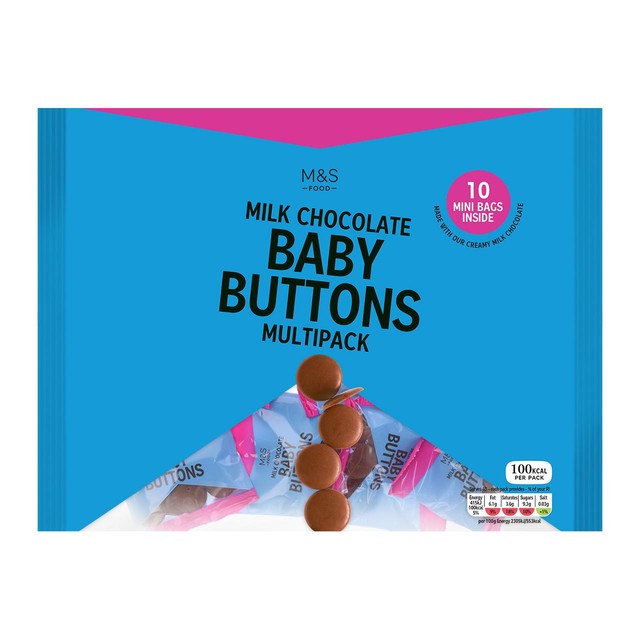 M&S Milk Chocolate Baby Buttons 10 x 18g, imported from the UK