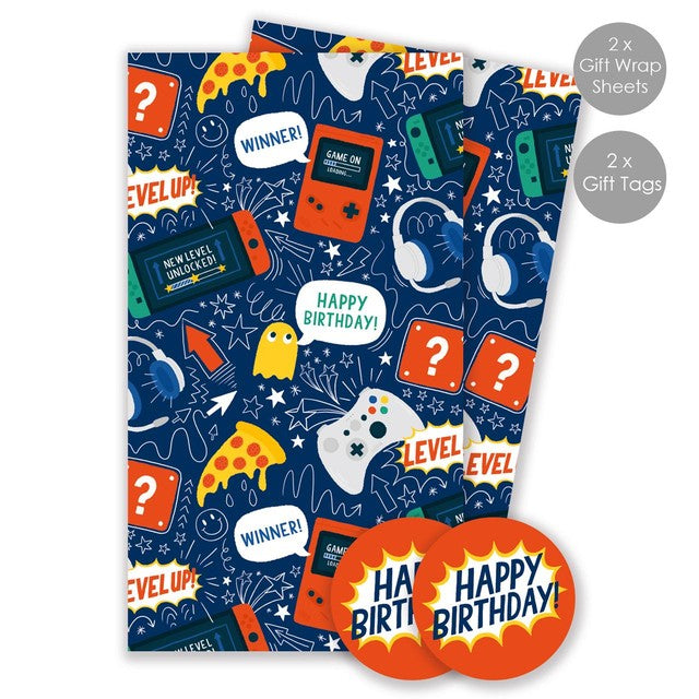 Abacus gaming gift wrap sheets and matching tags - British product