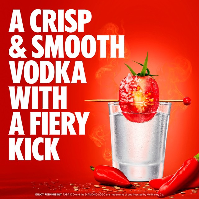Absolut Tabasco flavoured vodka bottle - British product