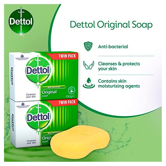 Dettol Original Antibacterial Hand Soap Bar 2x100g - British product