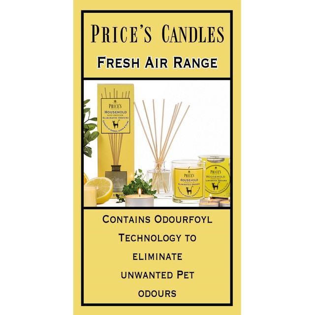 Price's odour eliminating candle jar 83mm x 74mm, imported from the UK
