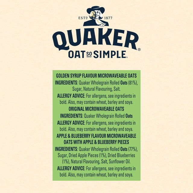 Quaker porridge sachets variety pack, imported from the UK