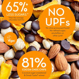 Nibble Simply Choccy Hazelnut Mango trail mix 32g, imported from the UK