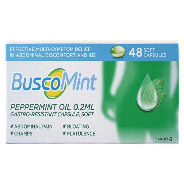 Buscopan Buscomint 0.2 ml Peppermint Oil IBS Multi Symptom Treatment Capsules