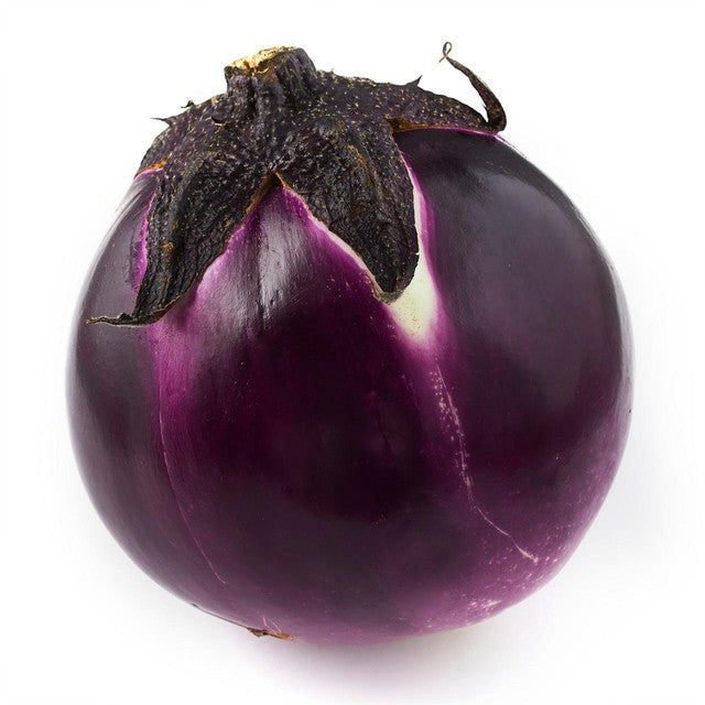 Natoora Italian Round Aubergine, imported from the UK