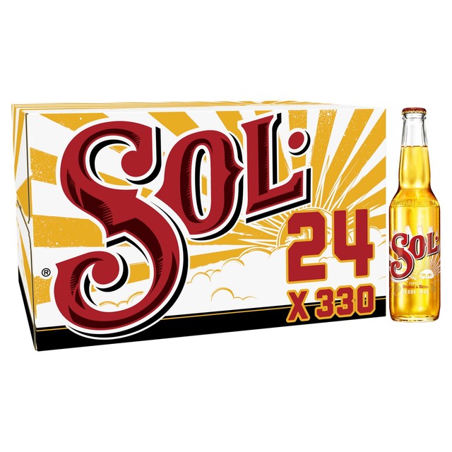 Sol lager beer 24 x 330ml bottles (British brand)