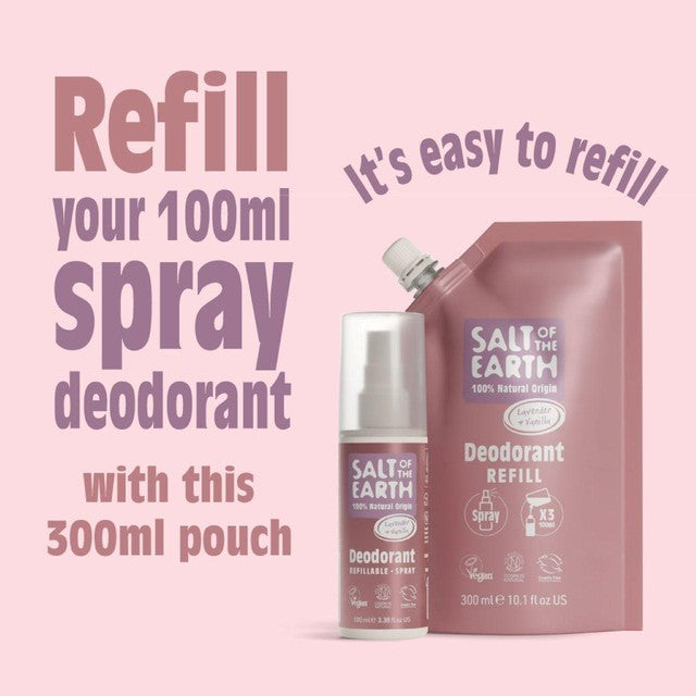 Salt of the Earth lavender and vanilla natural deodorant spray refill 300ml (British brand)