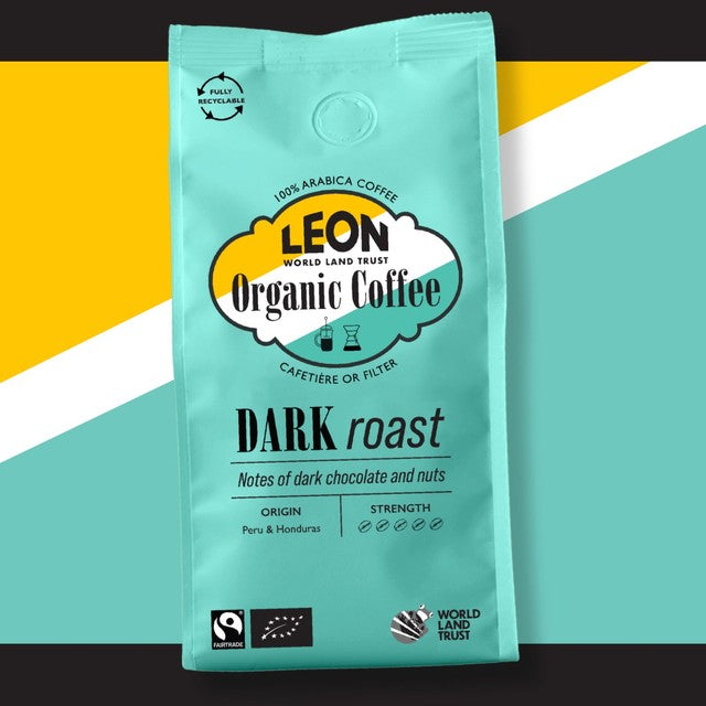 LEON dark roast coffee beans 200g, UK version