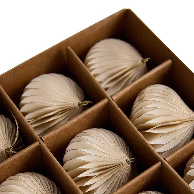 M&S White Paper Christmas Baubles 9 Pack, imported from the UK