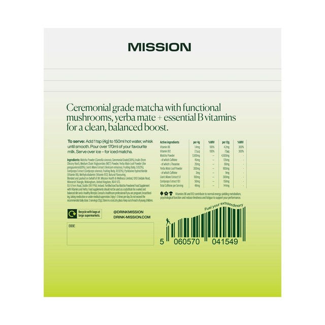 MISSION Matcha Superblend powder tea, UK version