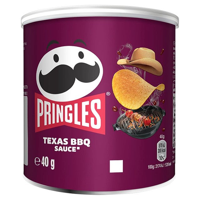 Pringles Texas BBQ crisps 40g, imported from the UK