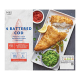 M&S battered cod fillets frozen 500g, imported from the UK