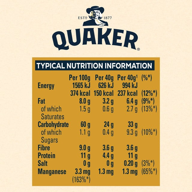 Quaker Jumbo Rolled Oats Porridge 1kg, imported from the UK