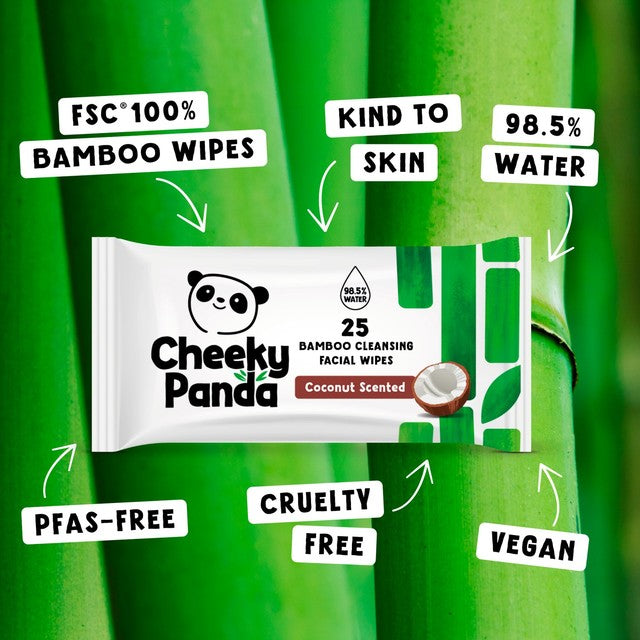 Cheeky Panda bamboo face wipes coconut scented 25 pack (British brand)