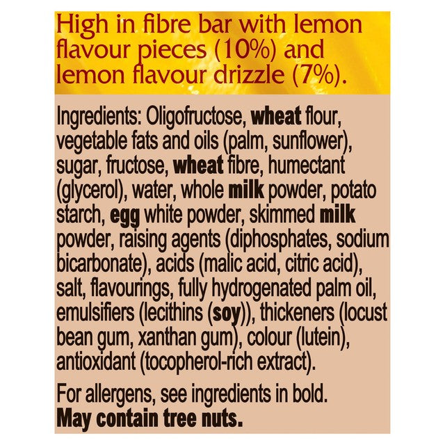 Fibre One Lemon Drizzle Squares 4 x 24g - British product