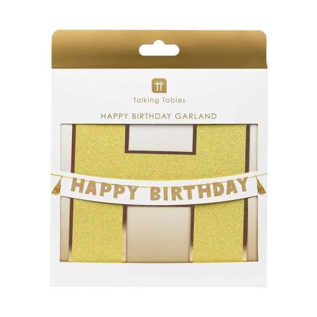 Talking Tables gold happy birthday garland 3m (British brand)