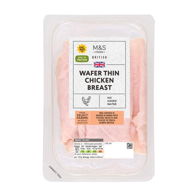 Tranches de poitrine de poulet britannique séchées M&S wafer thin 140g