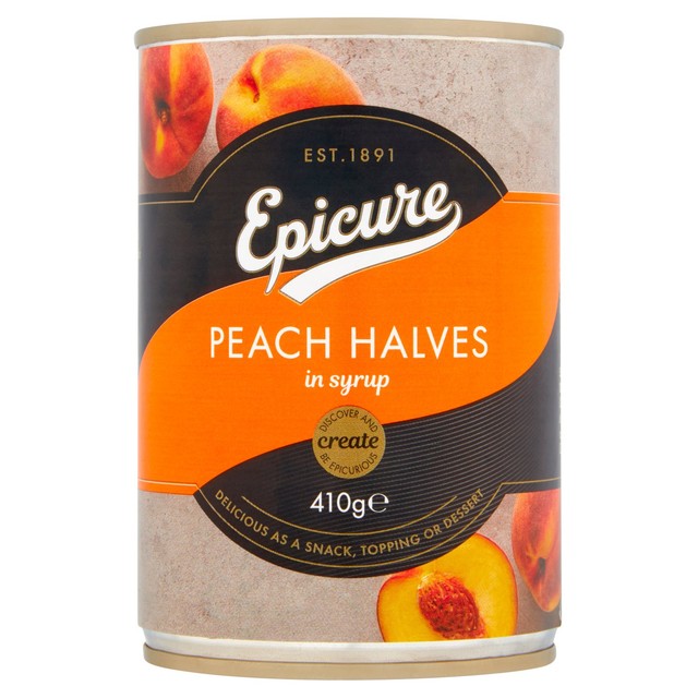 Epicure peach halves in syrup 410g - British product