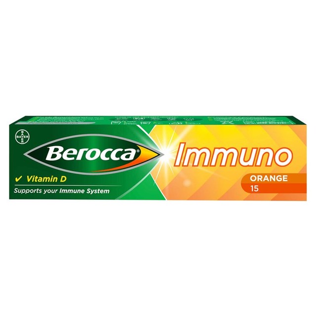 Berocca Immuno orange flavour effervescent tablets 15 pack - British product