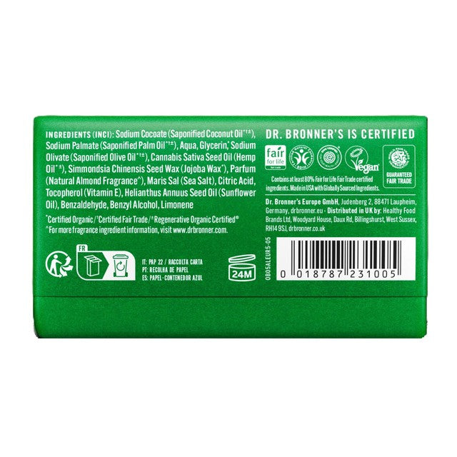 Dr Bronner almond soap bar 140g - British product