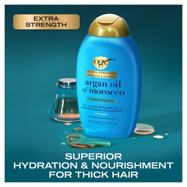 Ogx Hydrate & Revive+ Argan Oil Extra Strength Conditioner 385ml, imported from the UK