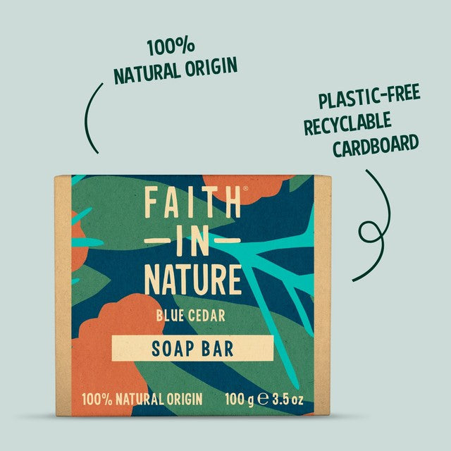 Faith in Nature blue cedar soap bar 100g - British product