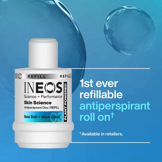 INEOS antiperspirant deodorant roll-on refill Sea Salt + Blue Lotus 50ml, UK version