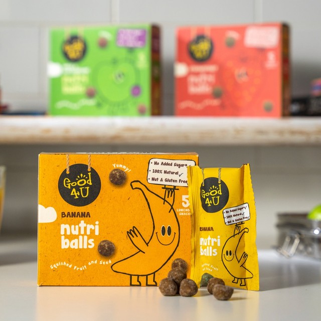 Good4U banana fruit and seed snack balls 5 x 20g multipack, UK version