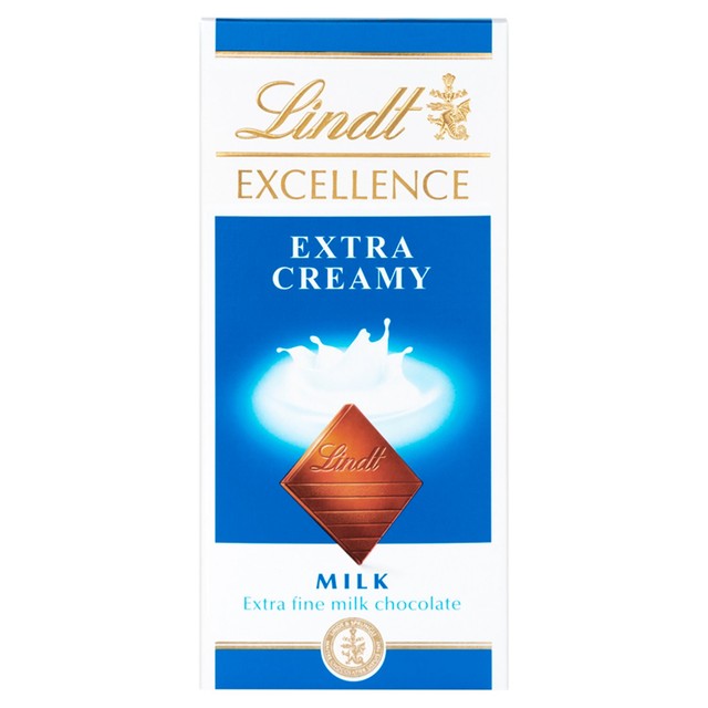 Lindt extra creamy milk chocolate bar 100g, UK version