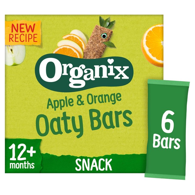 Organix Apfel und Orange weiche Haferflocken-Riegel Kleinkind-Snacks Multipackung 6 x 23g, importiert aus dem Vereinigten Königreich