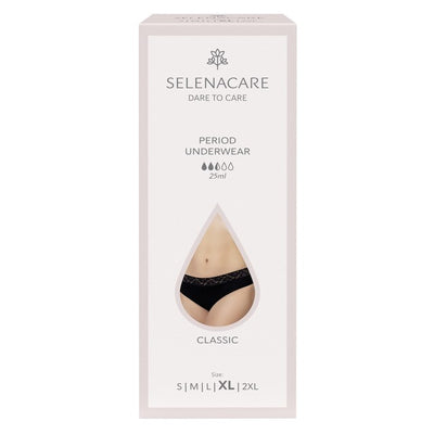 SELENACARE, Menstruasjonsundertøy, KLASSISK, Svart, Størrelse XL