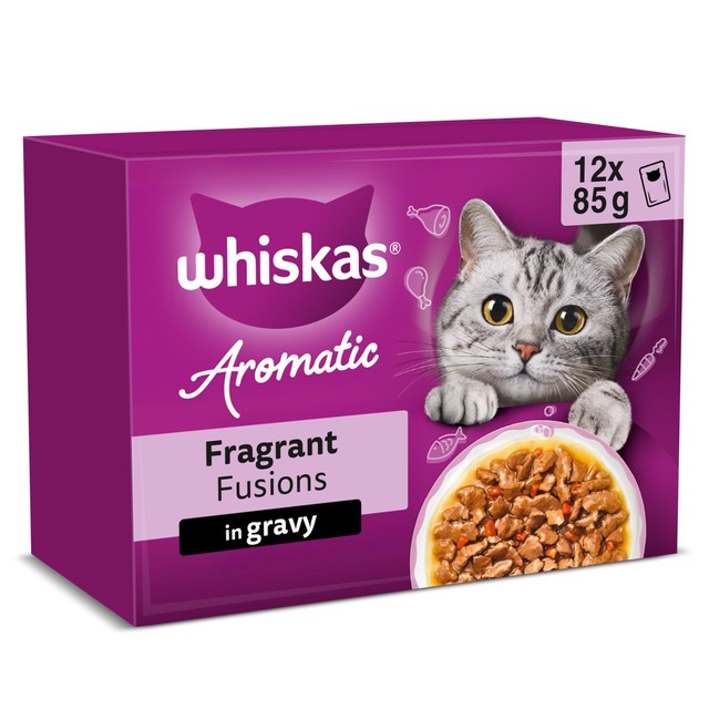 Whiskas wet cat food pouches Aromatic Fusion in Gravy 12 x 85g (British brand)