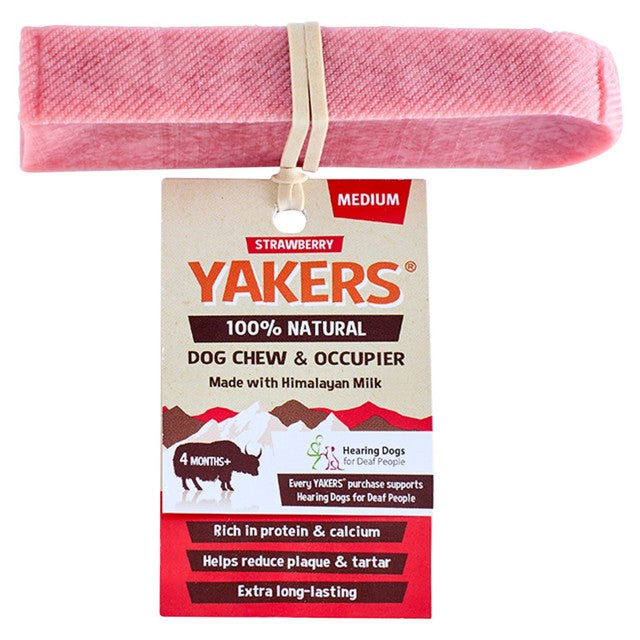 Yakers strawberry medium dog chew, UK version