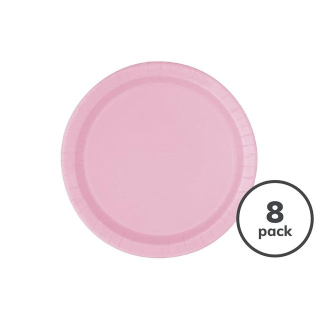 Unique Party pink recyclable paper party plates 23cm, UK version