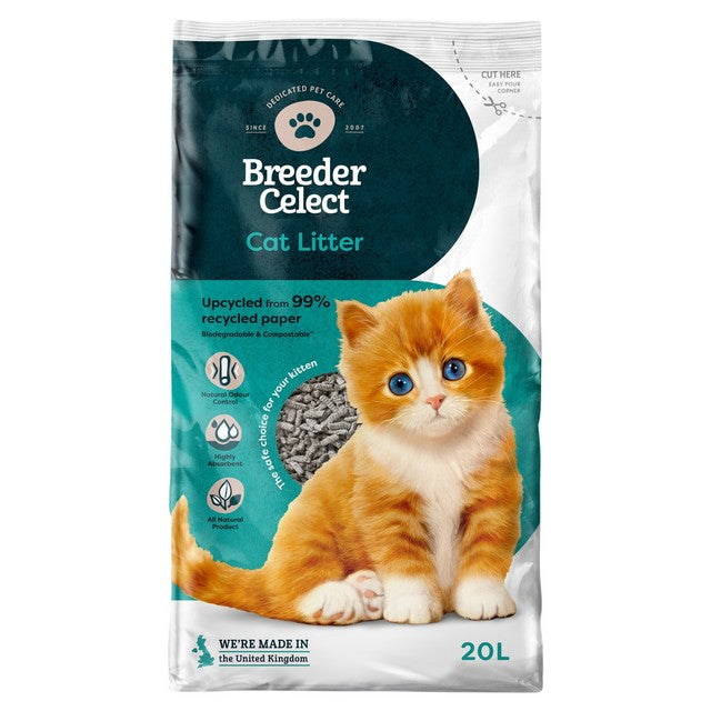 Breeder Celect Paper Non Clumping Cat Litter 20L - British product