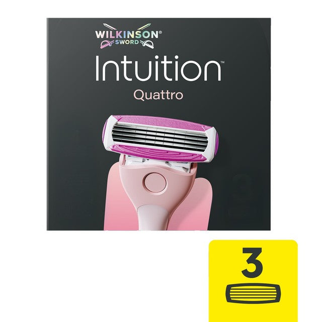 Wilkinson Sword Intuition Quattro razor blade refills 3-pack (British brand)